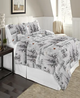 Celeste Home Luxury Weight Winterland Printed Cotton Flannel Duvet Cover Set, Twin/Twin Xl