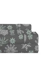Celeste Home Luxury Weight Snowflakes Printed Cotton Flannel Sheet Set Twin