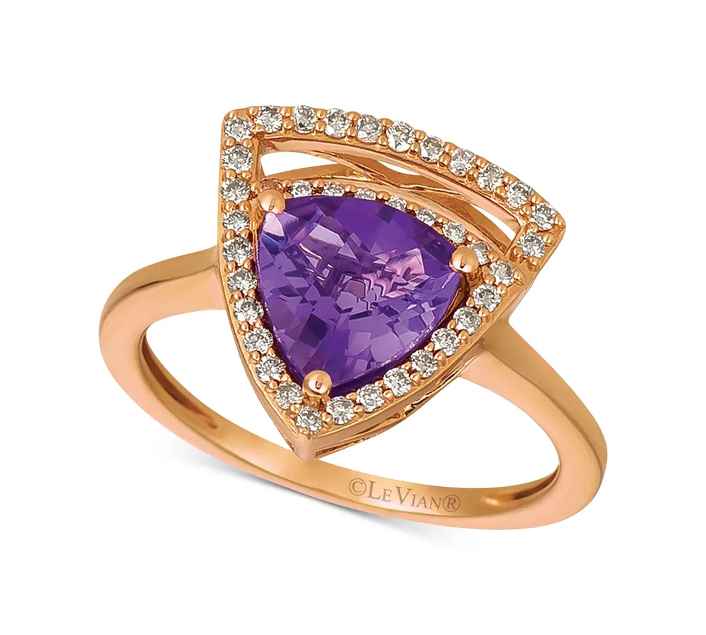 Le Vian Grape Amethyst (1-5/8 ct. t.w.) & Vanilla Diamond (1/4 ct. t.w.) Statement Ring in 14k Rose Gold