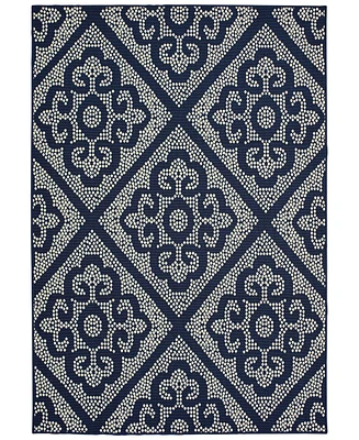 Oriental Weavers Marina 3804B Navy/Ivory 6'7" x 9'6" Indoor/Outdoor Area Rug