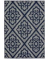 Oriental Weavers Marina 3804B Navy/Ivory 3'7" x 5'6" Indoor/Outdoor Area Rug