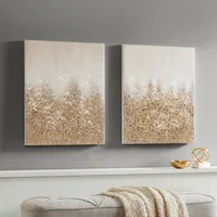 Madison Park Golden Glimmer Hand Brush Embellished Canvas, Set of 2