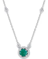 Sapphire (1 ct. t.w.) and White Topaz (1/2 18" Pendant Necklace Sterling Silver (Also Available Tanzanite & Emerald)