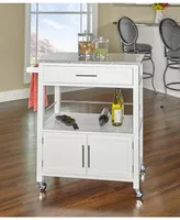 Cameron Kitchen Cart with Granite Top, White