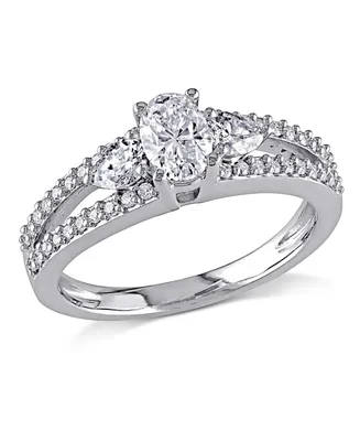 Certified Diamond (7/8 ct. t.w.) Oval-Shape 3-Stone Engagement Ring 14k White Gold