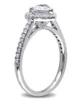 Certified Diamond (7/8 ct. t.w.) Heart-Shape Halo Engagement Ring 14k White Gold