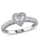 Certified Diamond (1/2 ct. t.w.) Heart-Shape Halo Engagement Ring 14k White Gold