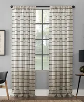 Twill Stripe Anti-Dust Linen Blend Sheer Curtain Panel