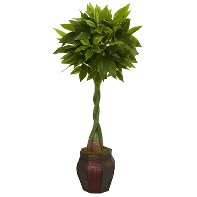 Nearly Natural 5' Money Artificial Tree in Decorative Planter