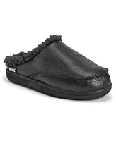 Muk Luks Men's Faux Leather Clog Slippers, Black, Medium