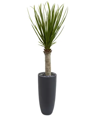 Nearly Natural 4' Yucca Tree in Gray Cylinder Planter