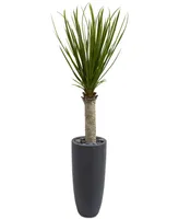 Nearly Natural 4' Yucca Tree in Gray Cylinder Planter