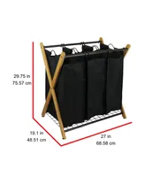 Oceanstar X-Frame Bamboo 3-Bag Laundry Sorter