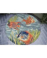 Liora Manne' Ravella 2255 Tropical Fish Blue 8'3" x 11'6" Indoor/Outdoor Area Rug