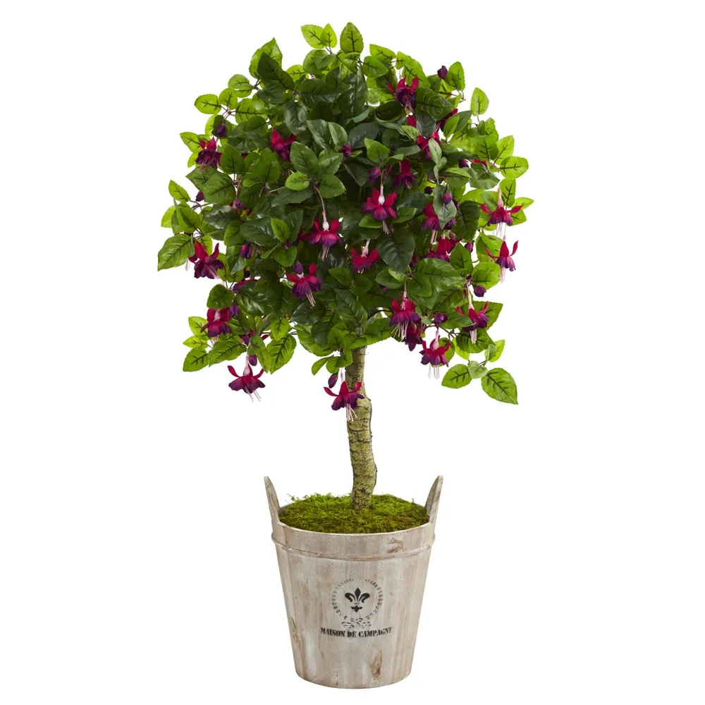 Nearly Natural 59 Variegated Ficus Artificial Tree in Decorative Planter