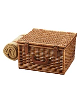 Picnic at Ascot Cheshire English-Style Willow Basket for 4 with Blanket