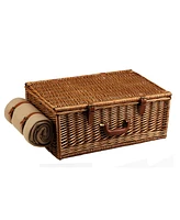 Picnic at Ascot Dorset English-Style Willow Basket for 4 with Blanket