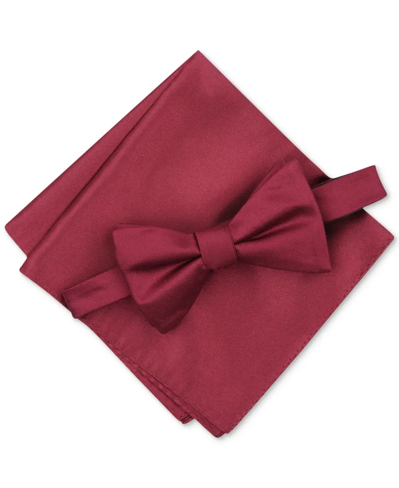 Alfani Men's Solid Textured Pre-Tied Bow Tie & Solid Textured Pocket Square Set, Created for Macy's