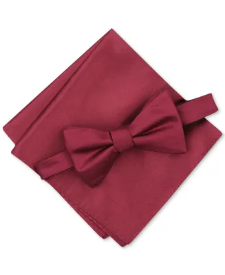Alfani Men's Solid Textured Pre-Tied Bow Tie & Pocket Square Set, Created for Macy's
