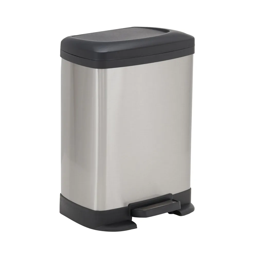 Household Essentials Stainless Steel 8L Saxony Rectangle Trash Can