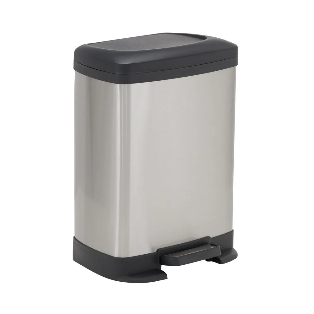 Household Essentials 40-Liter Stainless Steel Rectangular Step Trash Can