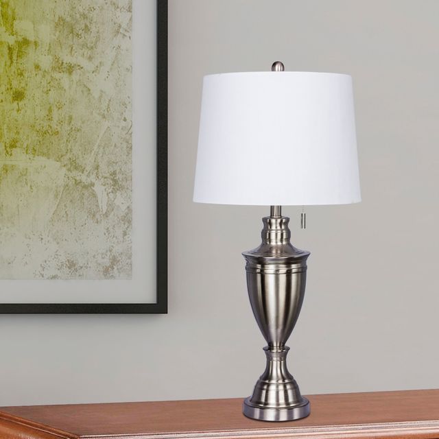 Fangio Lighting's 1587BS 31" Classic Urn Brushed Steel Table Lamp