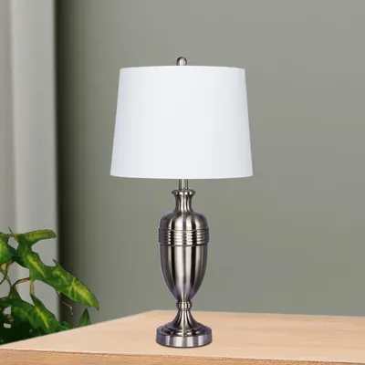 Fangio Lighting's 1590BS 29.25" Brushed Steel Decorative Urn Table Lamp