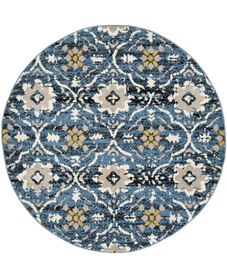Safavieh Amsterdam Blue and Creme 6'7" x 6'7" Round Outdoor Area Rug