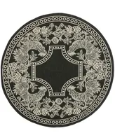 Safavieh Courtyard CY3305 Black and Sand 5'3" x 5'3" Sisal Weave Round Outdoor Area Rug