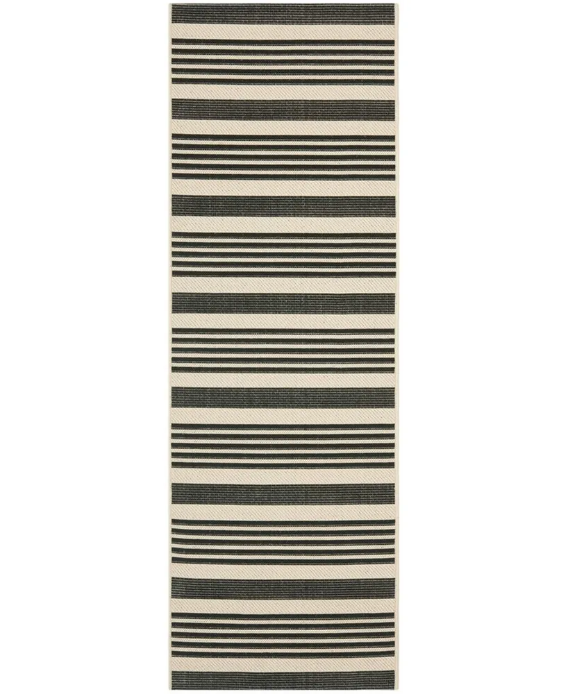 Safavieh Courtyard CY6062 Black and Bone 2'3" x 6'7" Sisal Weave Runner Outdoor Area Rug