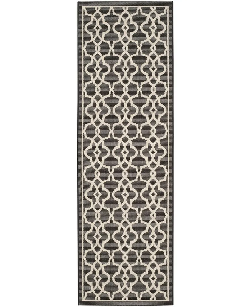 Safavieh Courtyard CY6071 Black and Beige 2'7" x 8'2" Runner Outdoor Area Rug