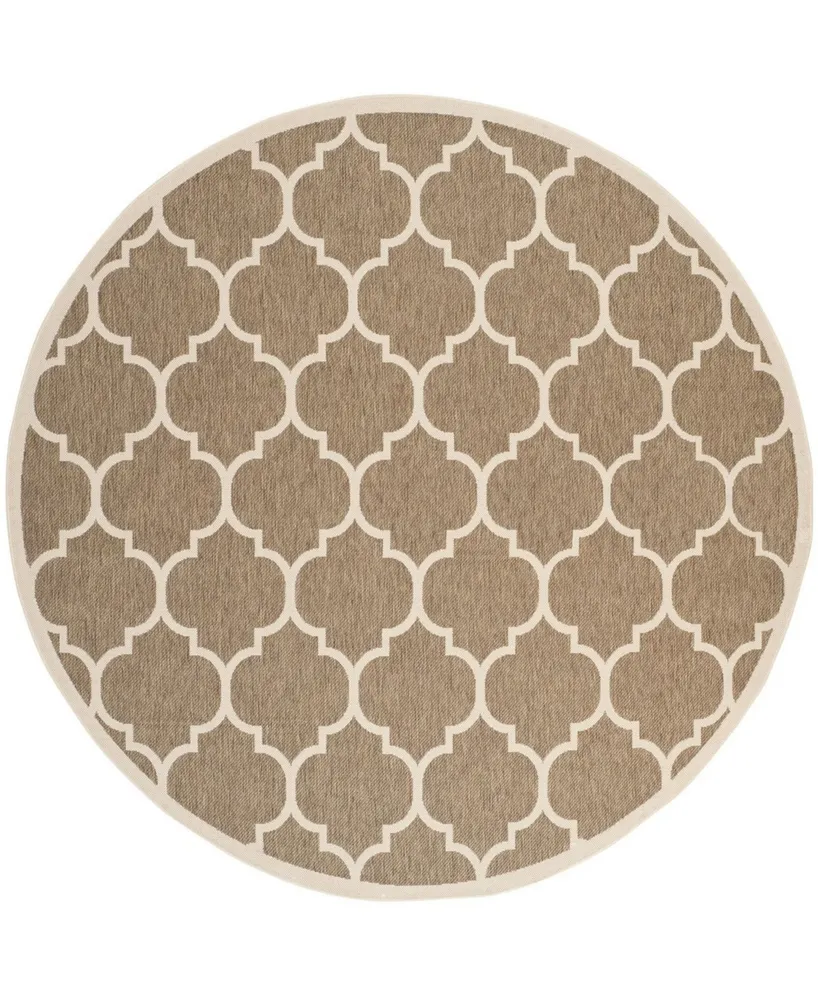 Safavieh Courtyard CY6914 Brown and Bone 7'10" x 7'10" Round Outdoor Area Rug