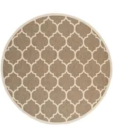 Safavieh Courtyard CY6914 Brown and Bone 7'10" x 7'10" Round Outdoor Area Rug