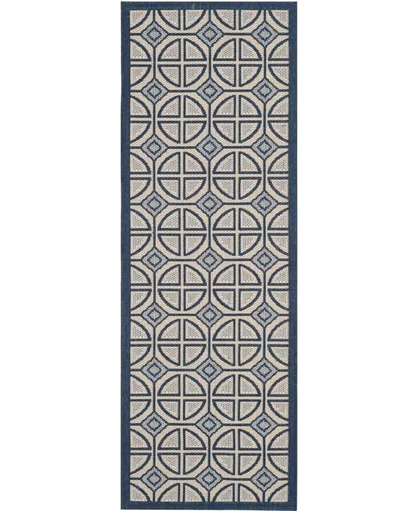 Safavieh Courtyard CY7017 Beige and Navy 2'3" x 6'7" Sisal Weave Runner Outdoor Area Rug