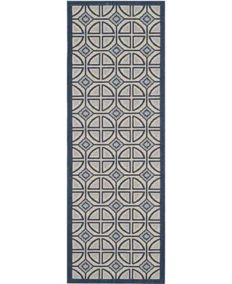 Safavieh Courtyard CY7017 Beige and Navy 2'3" x 6'7" Sisal Weave Runner Outdoor Area Rug