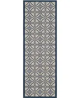 Safavieh Courtyard CY7017 Beige and Navy 2'3" x 6'7" Sisal Weave Runner Outdoor Area Rug