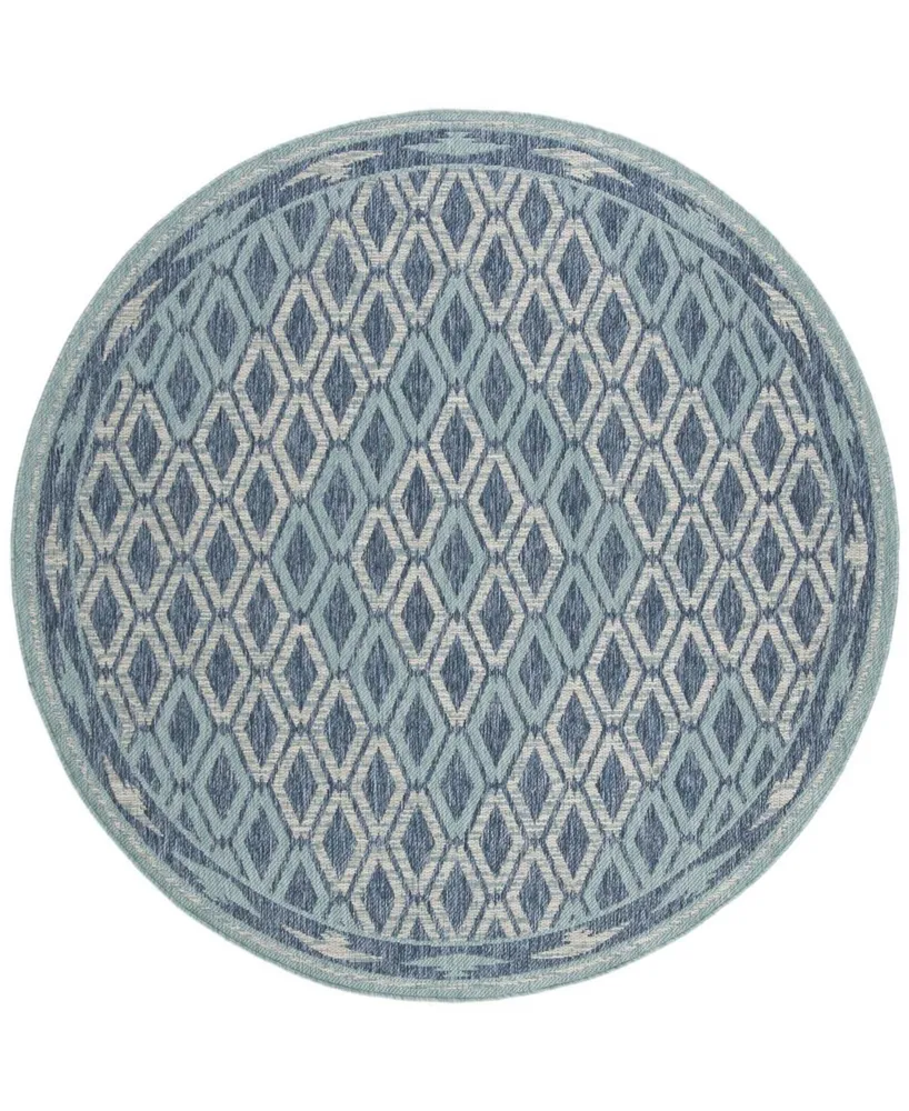 Safavieh Courtyard CY8531 Navy and Aqua 6'7" x 6'7" Round Outdoor Area Rug