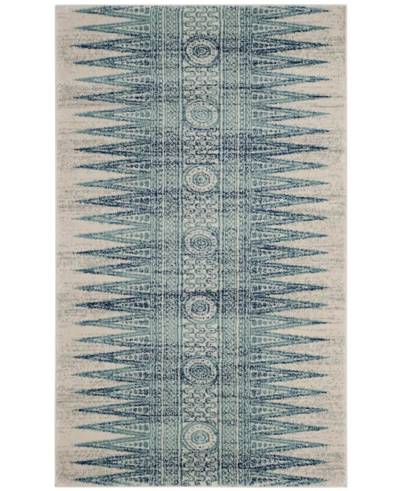 Safavieh Evoke EVK226 Ivory and Turquoise 3' x 5' Area Rug