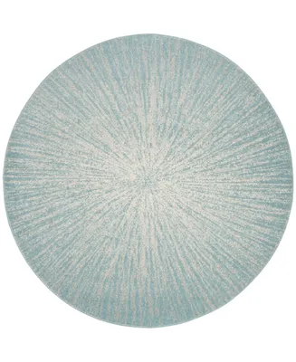 Safavieh Evoke EVK228 Aqua and Ivory 6'7" x 6'7" Round Area Rug