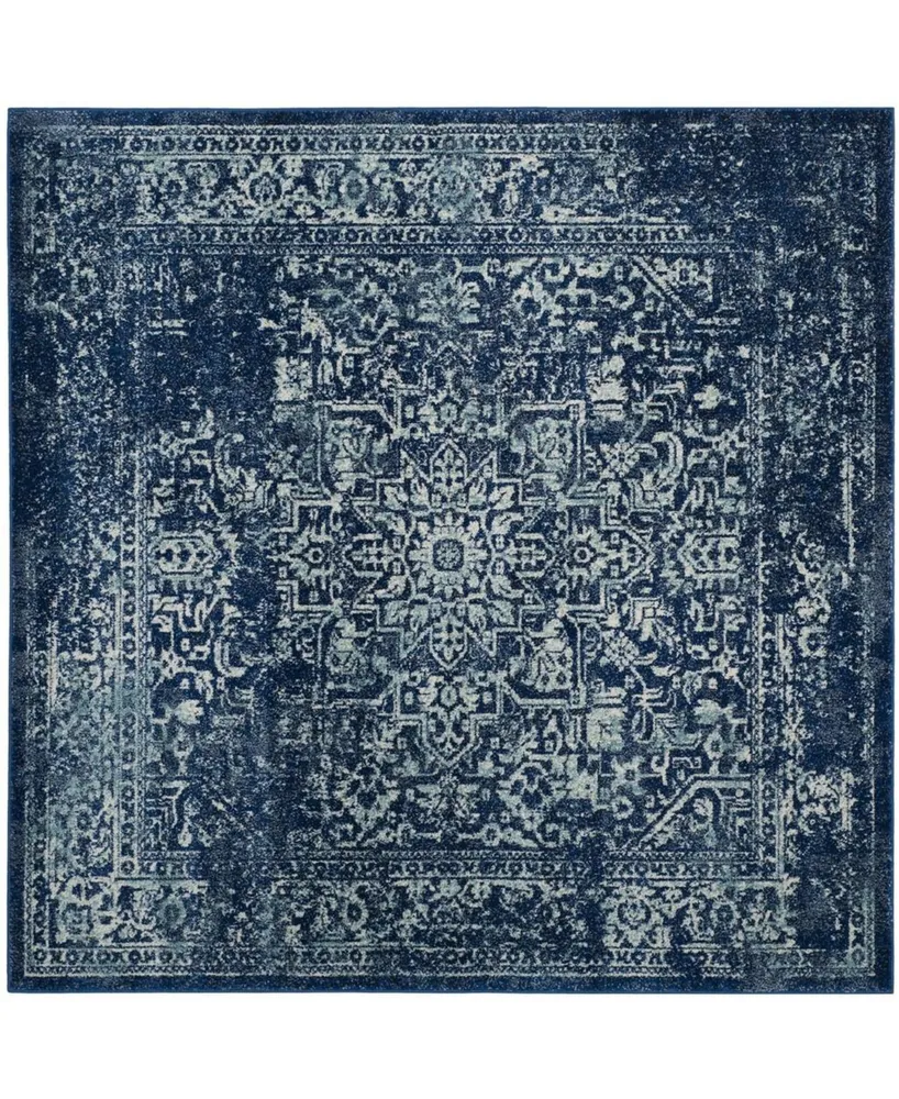 Safavieh Evoke EVK256 Navy and Ivory 6'7" x 6'7" Square Area Rug