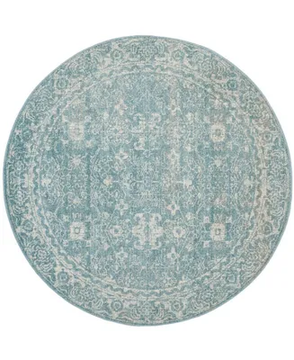 Safavieh Evoke EVK270 Light Blue and Ivory 6'7" x 6'7" Round Area Rug