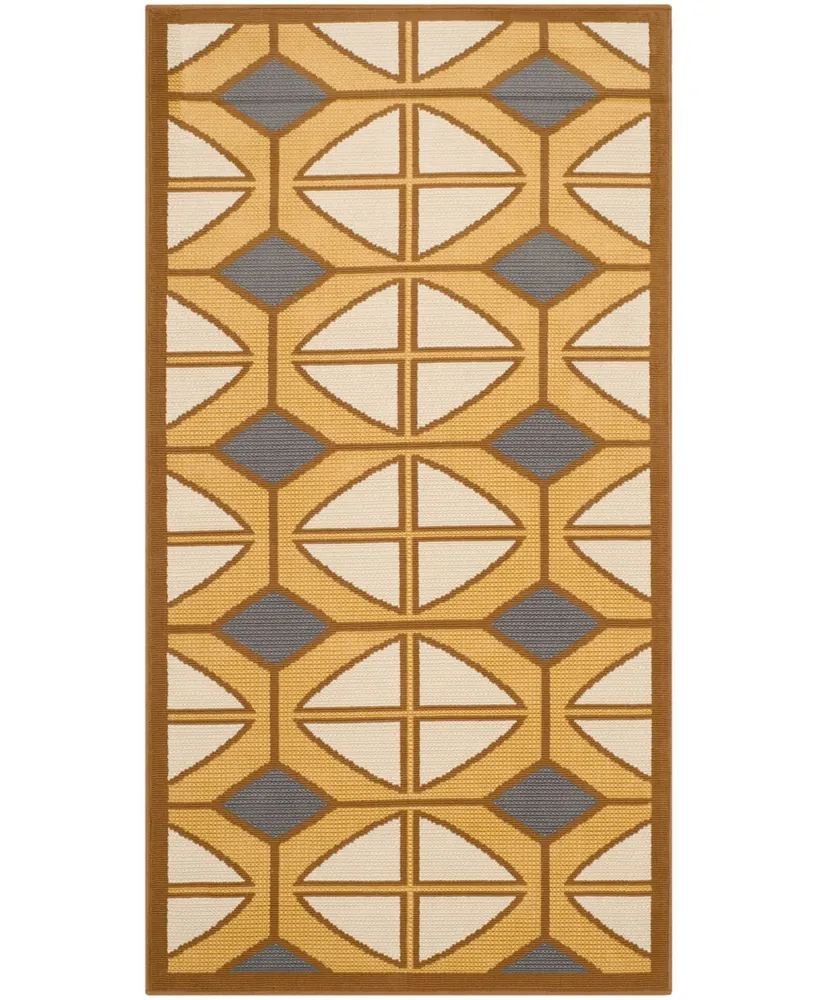 Safavieh Hampton HAM510 Camel and Ivory 2'7" x 5' Outdoor Area Rug