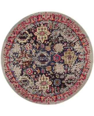 Safavieh Monaco MNC206 Gray and Multi 6'7" x 6'7" Round Area Rug