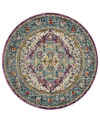 Safavieh Monaco MNC251 Violet and Light Blue 6'7" x 6'7" Round Area Rug