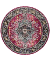 Safavieh Monaco MNC253 Fuchsia and Gray 6'7" x 6'7" Round Area Rug