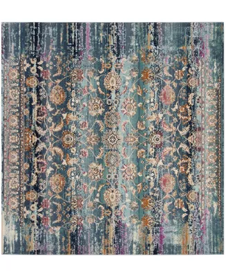 Safavieh Baldwin BDN192 Teal and Beige 6'7" x 6'7" Square Area Rug