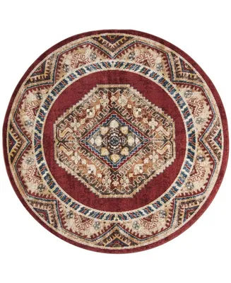 Safavieh Bijar BIJ647 Red and Rust 6'7" x 6'7" Round Area Rug