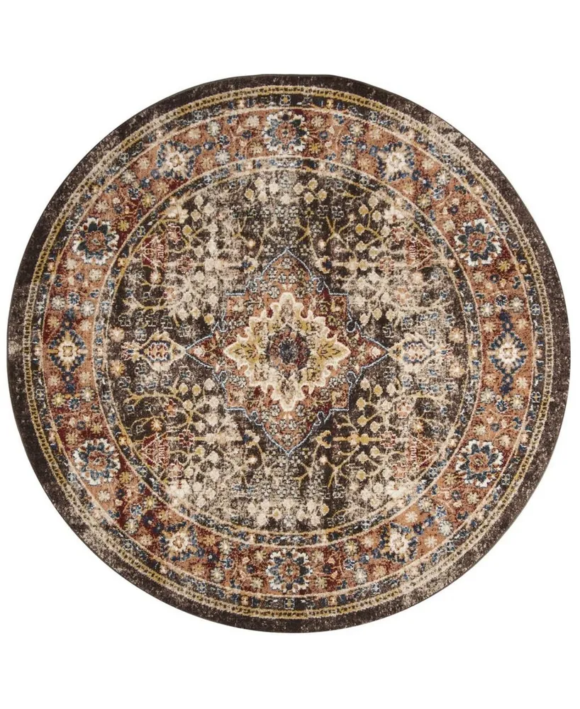 Safavieh Bijar BIJ652 Brown and Rust 6'7" x 6'7" Round Rug