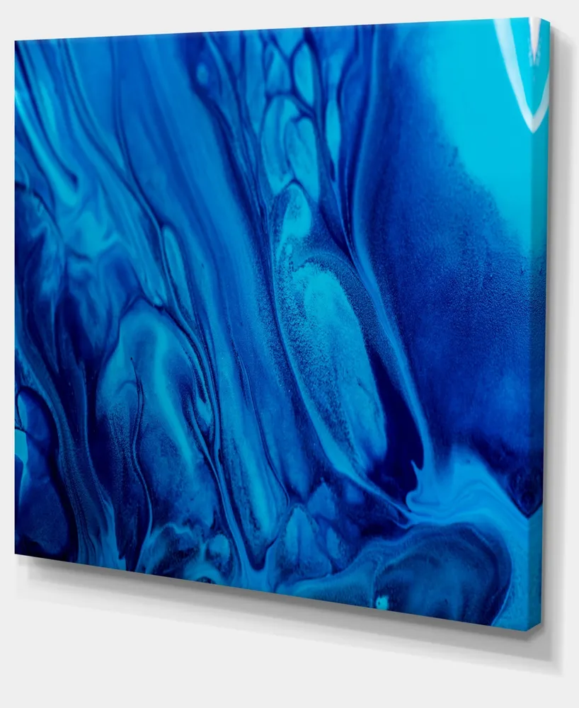 Designart Dark Blue Multicolor Stain - 3 Piece Graphic Art on Wrapped Canvas Set