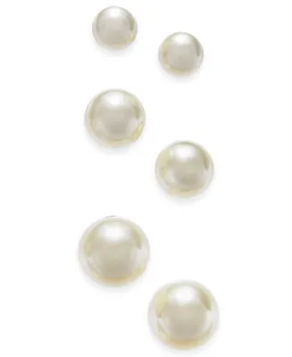 Charter Club Silver-Tone 3-Pc. Set Imitation Pearl Stud Earrings, Created for Macy's